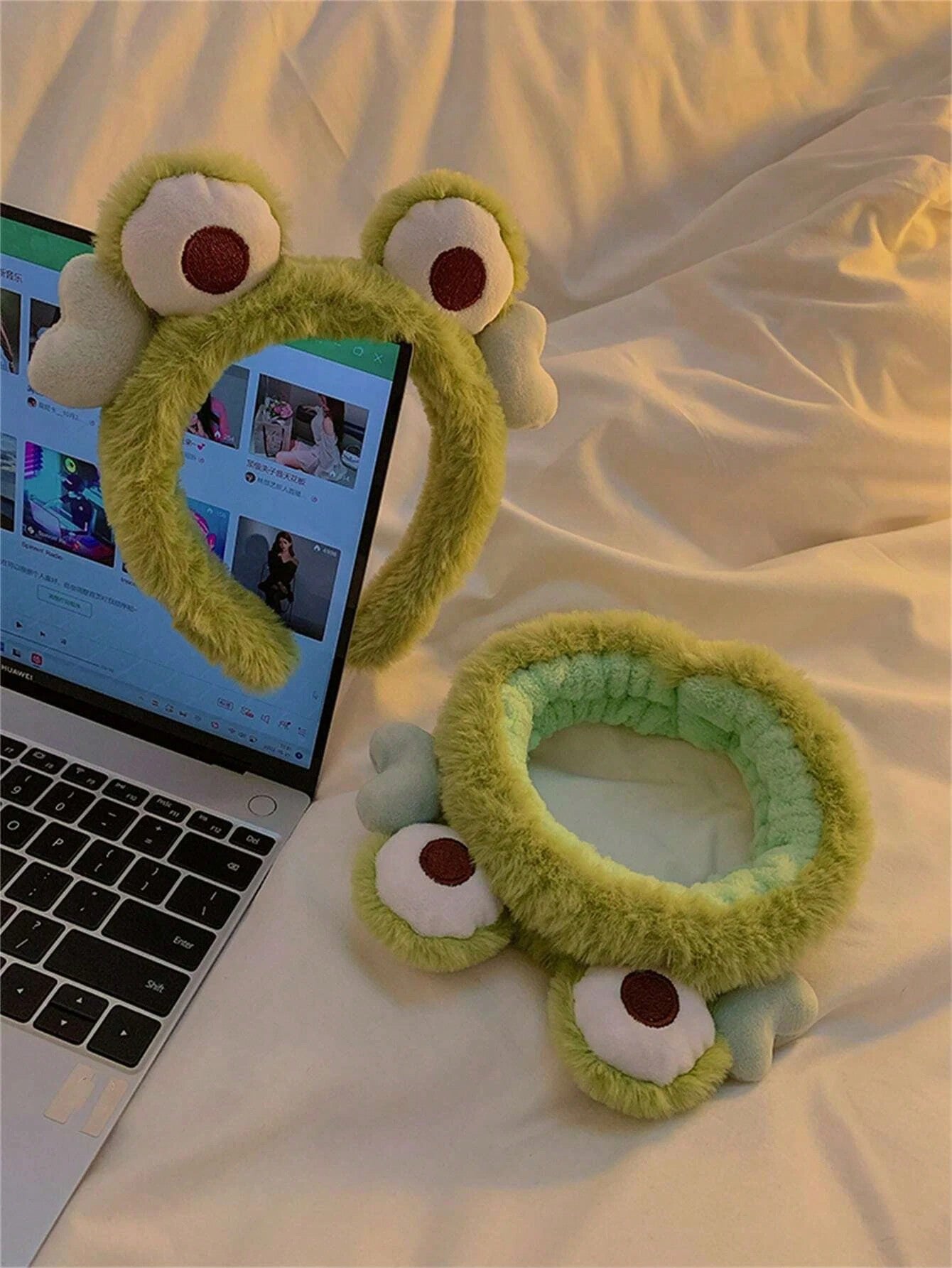 Frog Designed Fluffy And Cute Headband For Girls, Suitable For Daily Use And Facial Cleansing