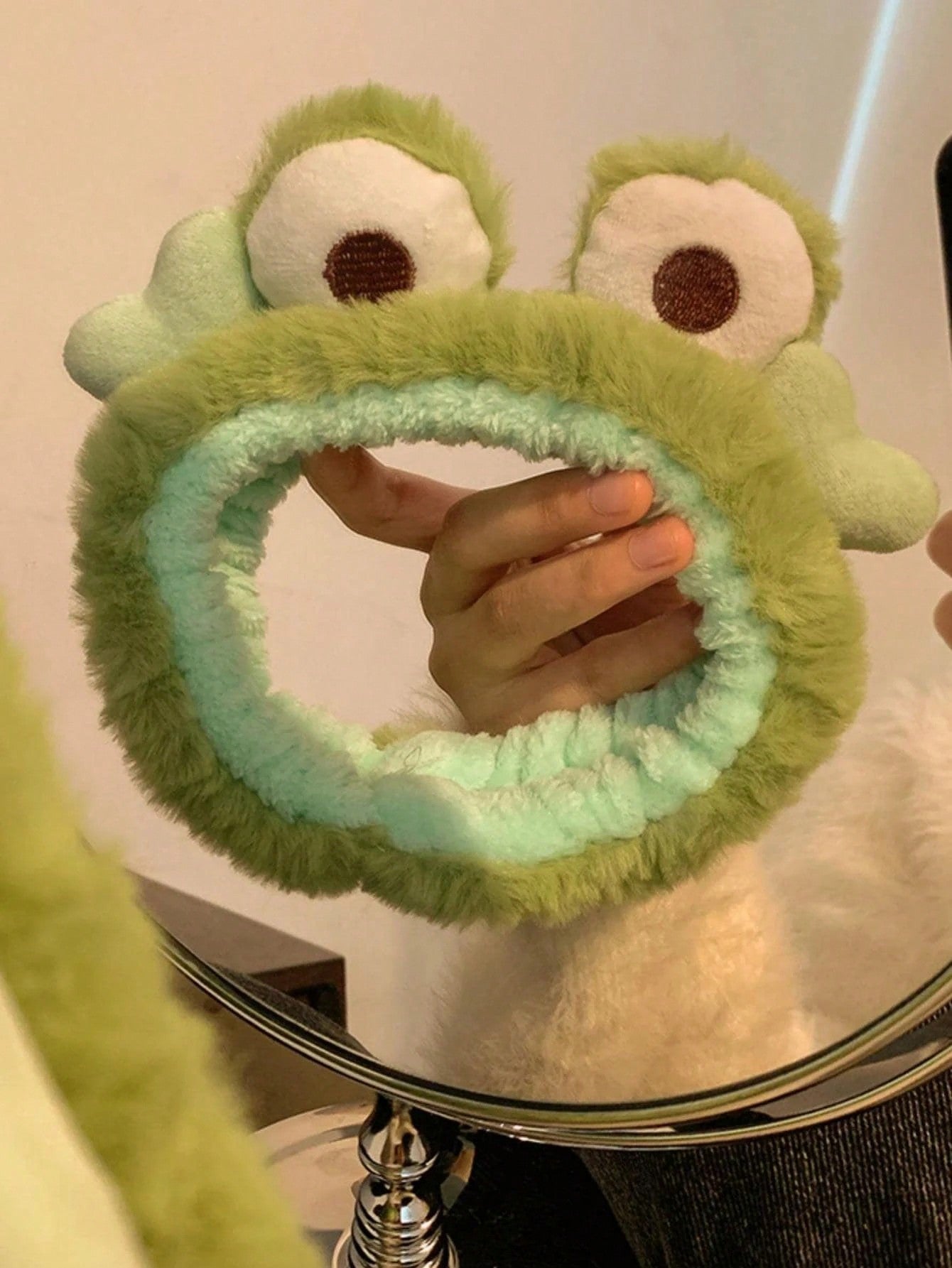 Frog Designed Fluffy And Cute Headband For Girls, Suitable For Daily Use And Facial Cleansing