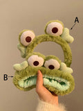 Frog Designed Fluffy And Cute Headband For Girls, Suitable For Daily Use And Facial Cleansing