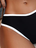 2 Piece Set High Stretch Solid Color Round Neck High Cut Bikini Swimsuits - Customized Womens Swimwear with Comfortable Polyamide Fabric and Knit Construction - Perfect for Summer Beach Vacation