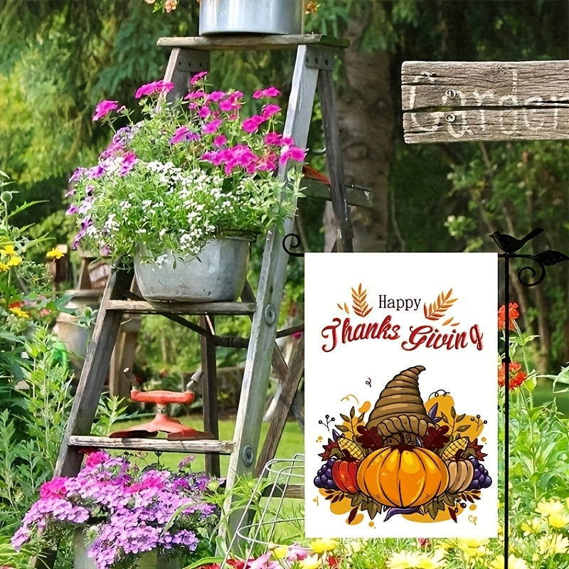 Autumn Harvest Thanksgiving Garden Flag - Durable Polyester, Stake-Style Outdoor Decor For Fall Season