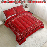 3-Piece Boho Red Paisley Quilt Set - Soft & Breathable All-Season Comfort - Perfect for Home & Dorm