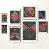 Qfdian Trippy Rainbow Vaporwave Canvas Posters