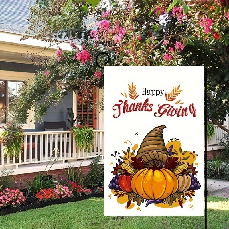 Autumn Harvest Thanksgiving Garden Flag - Durable Polyester, Stake-Style Outdoor Decor For Fall Season