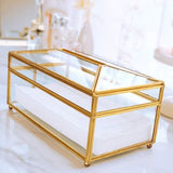 Qfdian Elegance Nordic Gold Lining Glass Tissue Box