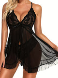 Sexy V-neck Lace Splicing Fashion Nightdress, Women's Erotic Charm Design Clothing