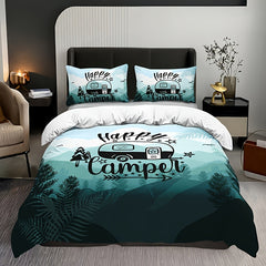 3pcs Cozy Cartoon Car Letter Print Duvet Cover Set - Soft, Breathable, Comfortable Bedding for Bedroom, Guest Room - Includes 1 Duvet Cover and 2 Pillowcases, No Filling