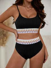 2 Piece Set Off the Shoulder High Waist Bikini Swimsuits - Stretchy Polyester Solid Color Round Neck Swimwear for Women - Koningsdag/Kings Day Inspired, High Stretch, Knit Fabric, No Printing, No Sheer