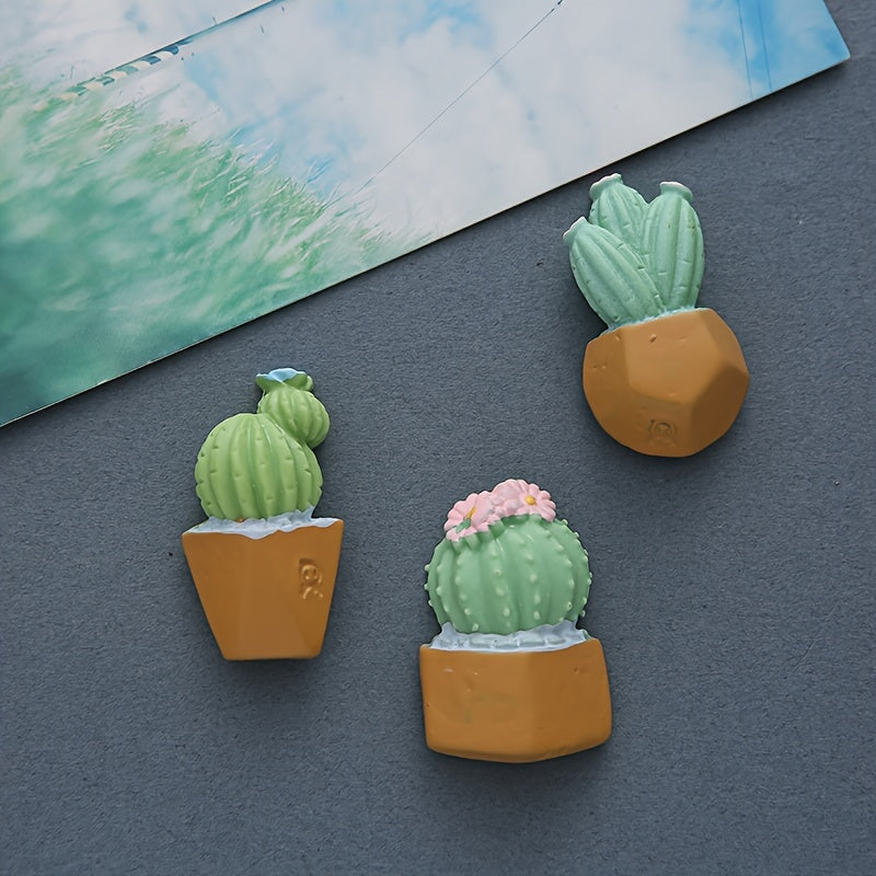 5pcs Vibrant Cactus Refrigerator Magnets Set - Strong, Blackboard-Compatible & Decorative for Kitchen, Office & DIY Projects