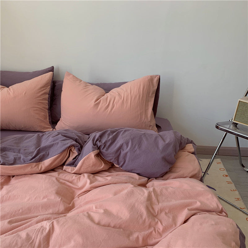 Qfdian Two-Toned Aesthetic Bedsheet Set