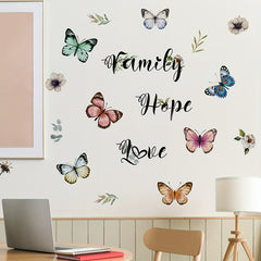 Elegant Butterfly & Floral Wall Decals - Self-Adhesive PVC Stickers For Living Room And Bedroom Decor, Easy Apply On Glass Surfaces