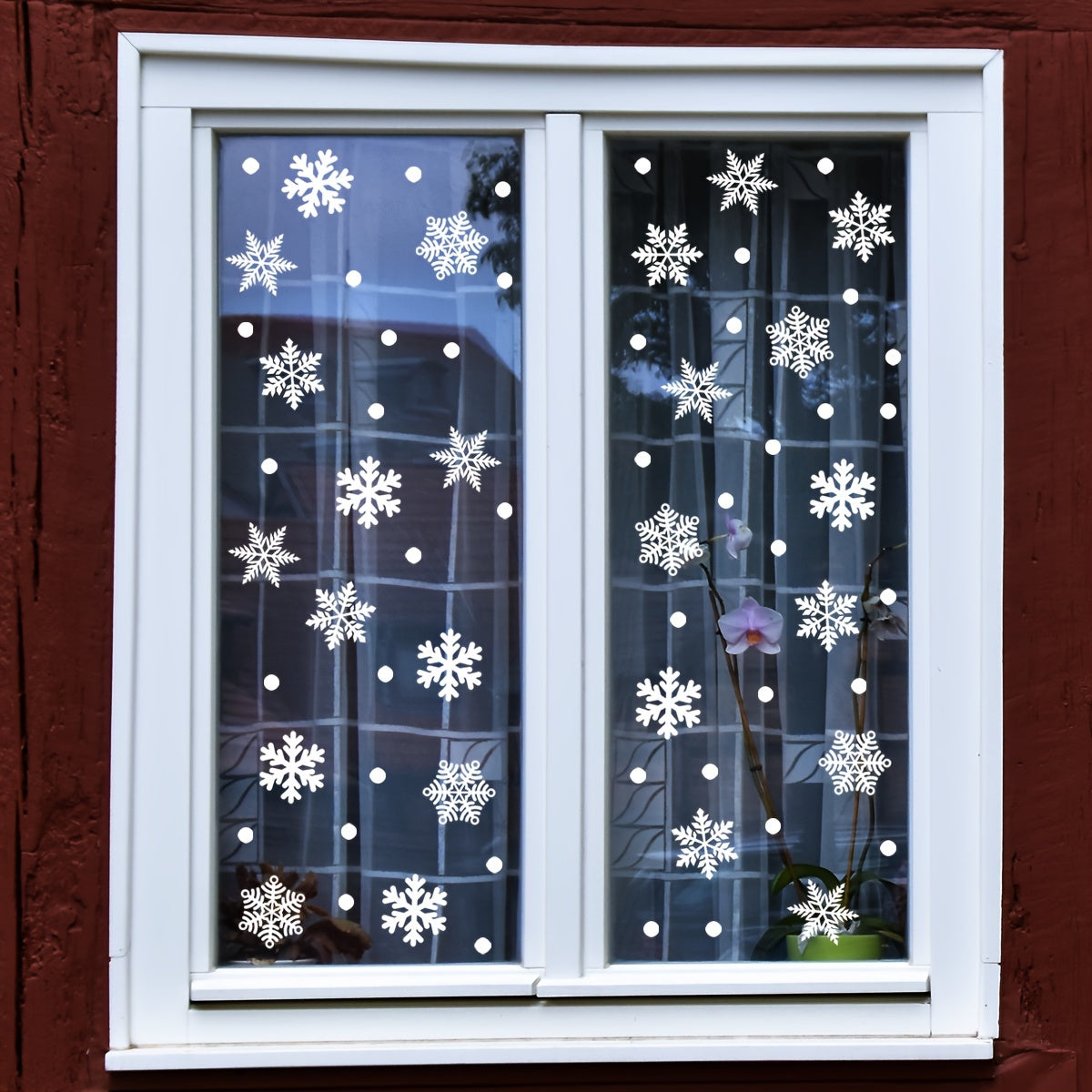 Christmas Snowflake Vinyl Window Clings - Double-Sided, Easy Stick & Peel for Glass Doors and Windows, Classic Holiday Home Decor