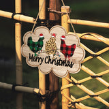Merry Christmas Chick & Wreath Sign - Vintage Acrylic Holiday Decor, Animal Theme, Easy-Hang Craft Supplies for Festive Home Decoration