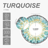 Qfdian 3TONE Turquoise 14.5mm 1 Pair | 1 Year
