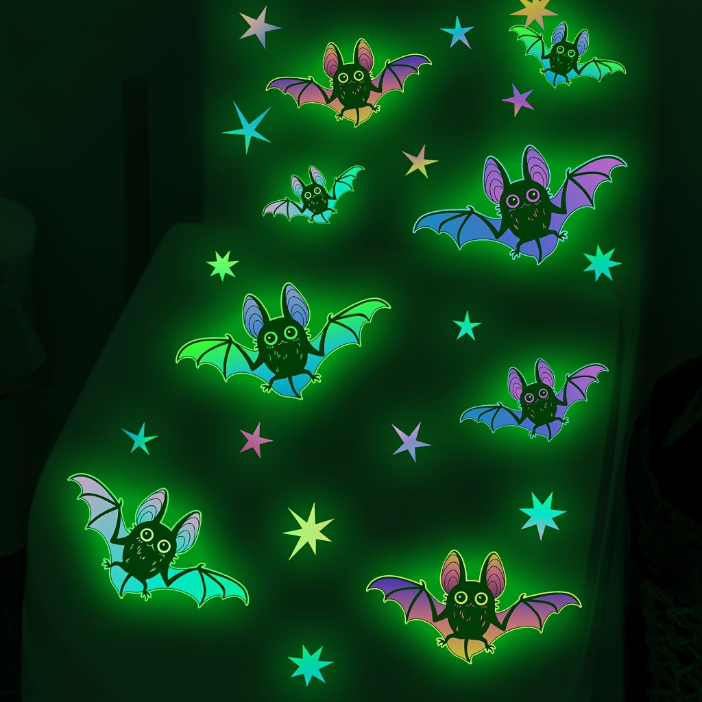 Ghost Bat Spider Halloween Glow-In-The-Dark Sticker, Bat Glow-In-The-Dark