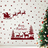 8pcs Vibrant Red Christmas Tree & Reindeer Wall Decals - Easy Stick, Removable PVC Window Clings for Festive Home Decor in Bedroom, Living Room, Entryway