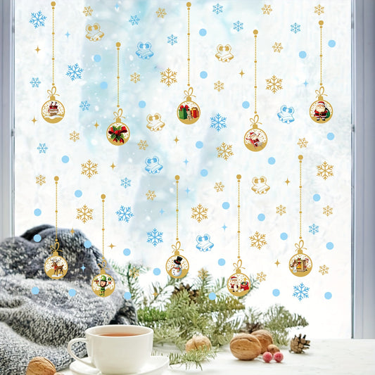 Festive Christmas Wall Stickers: 111pcs in 2 Sheets - Classic PVC Design for Glass Surfaces