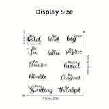 12Pcs Contemporary Inspirational Quote Wall Stickers, Graphic PVC Decals, Semi-Matte Self-Adhesive Art for Bedroom, Living Room, Door Décor, Multi-Surface Installation, Irregular Shape Motivational Phrases, Single Use Remova