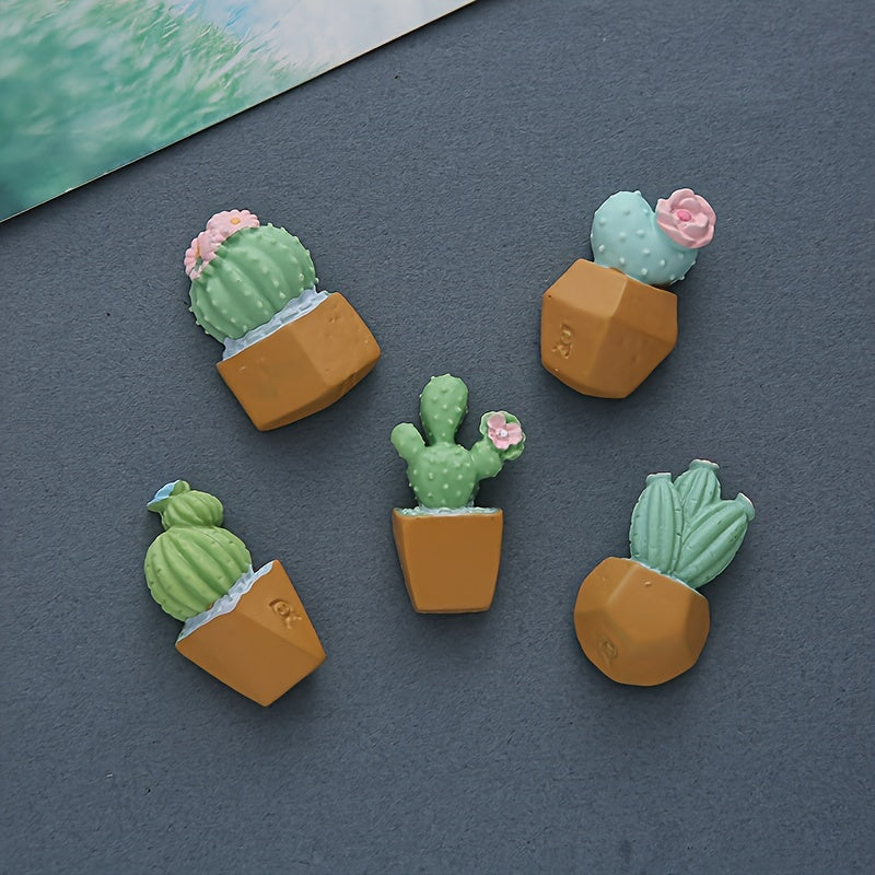 5pcs Vibrant Cactus Refrigerator Magnets Set - Strong, Blackboard-Compatible & Decorative for Kitchen, Office & DIY Projects