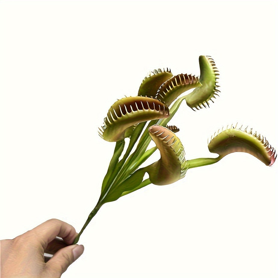 1pc, Lifelike Artificial Venus Fly Trap Plants, Perfect Choice For Halloween And Home Decoration, Durable Plastic Bonsai Succulent Plants