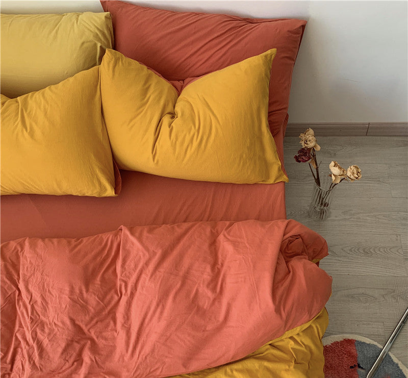 Qfdian Two-Toned Aesthetic Bedsheet Set