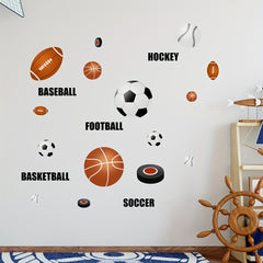 1 Set/2pcs, Sports Theme Wall Stickers - Football, Basketball and Rugby Stickers, Suitable for Living Room, Bedroom, Entrance - Removable PVC, Easy to Stick