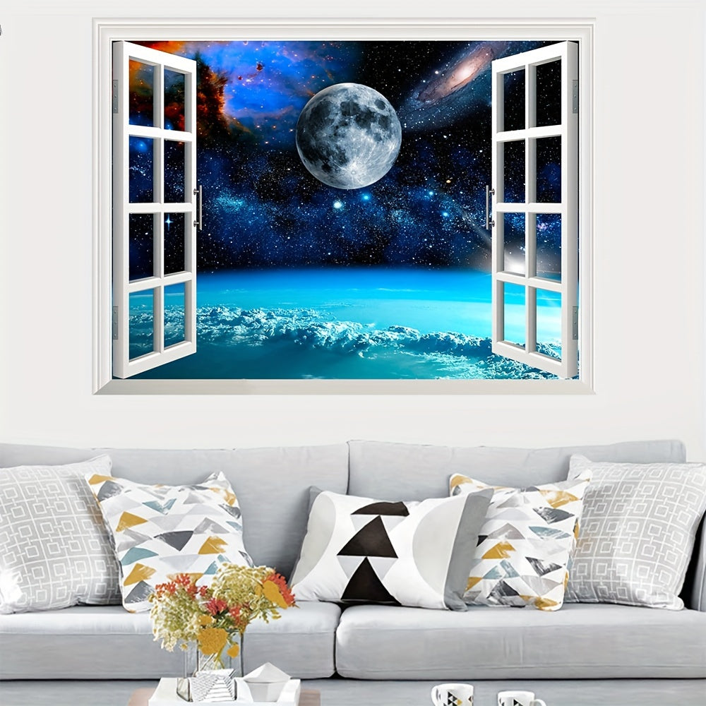 3D Galaxy Wall Art, 23.62x35.43inch, Classic Style, PVC Material, Glass Finish, Reusable, Fantasy Theme, Rectangular, Matte, Multi-Surface, Self-Adhesive, No Power Required, Wall Decal for Bedroom, Living Room Decor