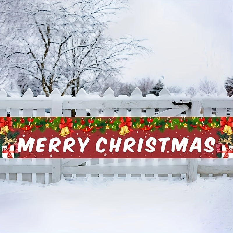 Merry Christmas Banner - Versatile Indoor/Outdoor Holiday Decoration, Polyester Garden Fence Flag for Festive Home & Party Decor