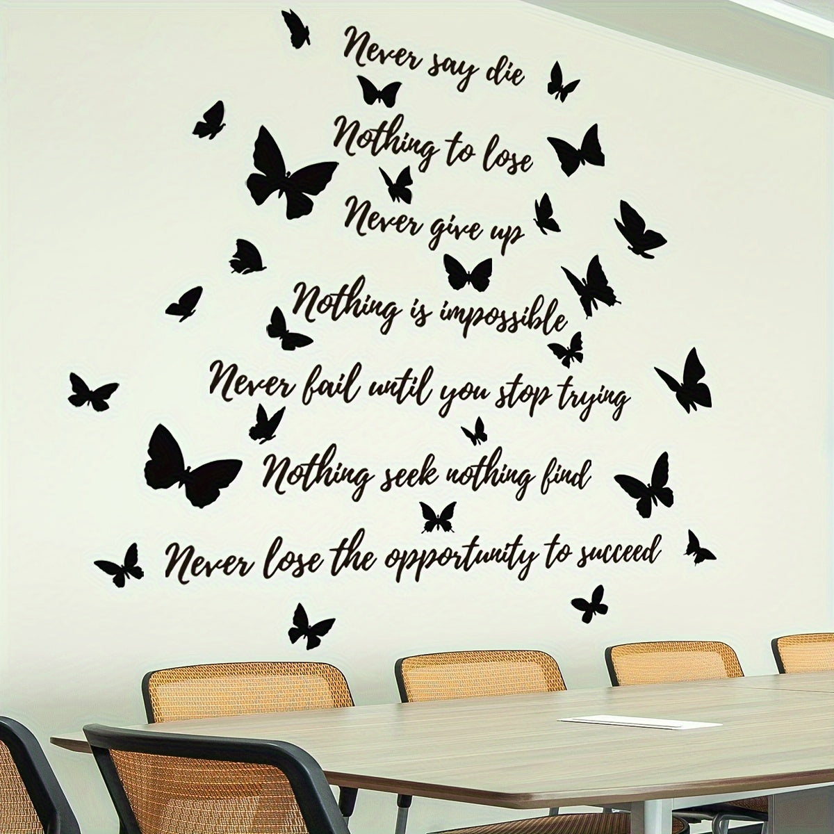 Chic Butterfly & Letter Print Wall Decals - Easy Peel & Stick, Removable Vinyl for Living Room & Bedroom Decor