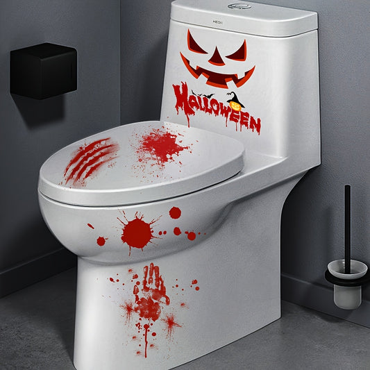 Spooky Halloween Toilet Decal - Self-Adhesive, Waterproof Bathroom Sticker for Party Decor