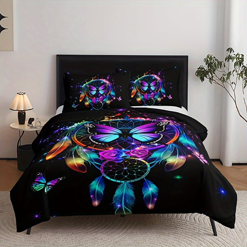 Dreamy Butterfly & Dreamcatcher 3-Piece Bedding Set - Soft, Breathable, Easy-Care, All-Season Comfort