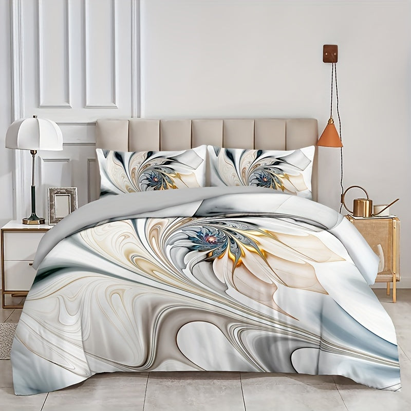 3-Piece Luxury Marble Print Duvet Cover Set - Ultra-Soft & Comfortable Bedding with 1 Duvet Cover and 2 Pillowcases, Ideal for Bedroom & Guest Room Enhancements