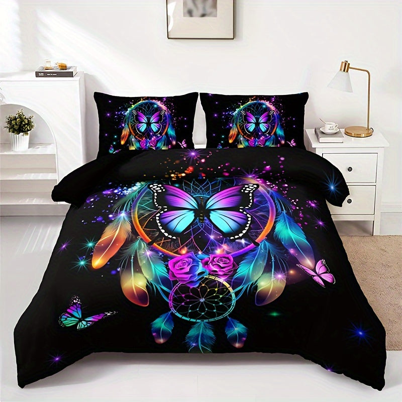 Dreamy Butterfly & Dreamcatcher 3-Piece Bedding Set - Soft, Breathable, Easy-Care, All-Season Comfort