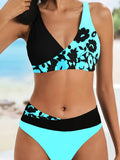 Romantic Floral Halter Bikini Set - Backless & Stretchy Tie Neck - 2 Piece Swimwear for Women - Perfect for Valentines Day