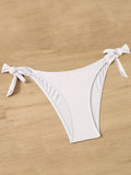 Plain White Push Up 2 Piece Set Bikini, Halter Stretchy Tie Side Swimsuits, Women's Swimwear & Clothing