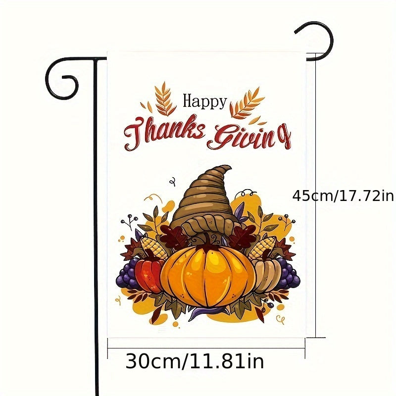 Autumn Harvest Thanksgiving Garden Flag - Durable Polyester, Stake-Style Outdoor Decor For Fall Season