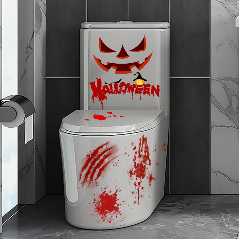 Spooky Halloween Toilet Decal - Self-Adhesive, Waterproof Bathroom Sticker for Party Decor