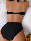 2 Piece Sexy Bikini Set - Halter V Neck, Stretchy High Cut, Comfortable Swimsuits for Women - Perfect Swimwear & Clothing for Beach, Pool, Vacation