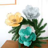 Vintage Style Chambray Artificial Flower Christmas Tree Topper, Handcrafted Floral Holiday Decor, Vintage-Inspired Christmas Tree Ornament for Festive DIY Wreaths and Room Decoration, No Battery Required - Single Piece