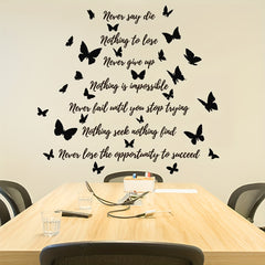 Chic Butterfly & Letter Print Wall Decals - Easy Peel & Stick, Removable Vinyl for Living Room & Bedroom Decor