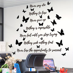 Chic Butterfly & Letter Print Wall Decals - Easy Peel & Stick, Removable Vinyl for Living Room & Bedroom Decor