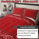 3-Piece Boho Red Paisley Quilt Set - Soft & Breathable All-Season Comfort - Perfect for Home & Dorm