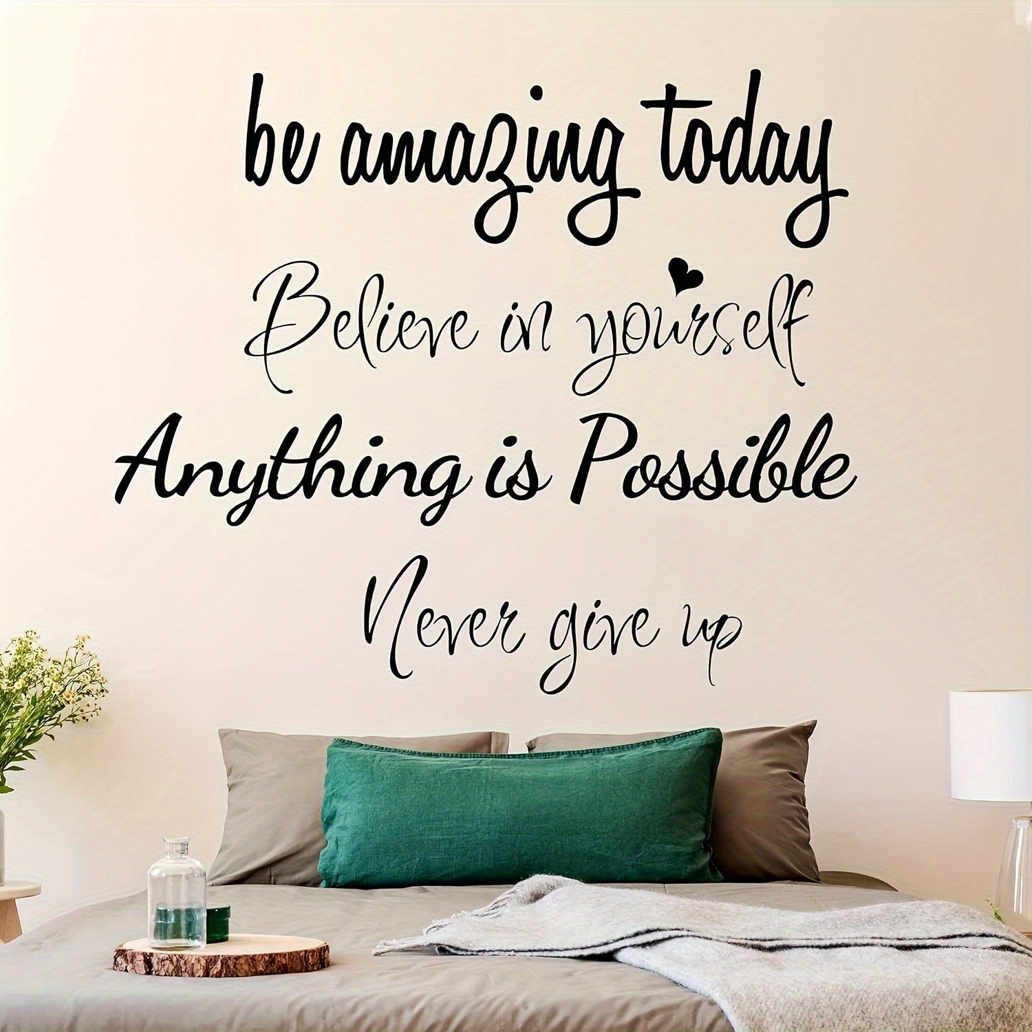 Contemporary Inspirational Quotes Wall Stickers - PVC Semi-Matte Graphic Decals with Self-Adhesive, Single-Use, Multi-Surface Installation for Glass, Home, Bedroom, Office - Motivational Text Wall Art Decor, No Battery Requir