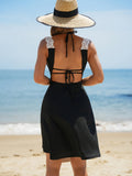 Vacay Style Color Block Lace Strap Backless Cover Up Dress - Women's Swimwear Cover-Ups for Beach, Pool, and Resort Wear with No Bikini Needed