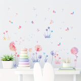 Colorful Dandelion & Butterfly Wall Decals - Wildflower Floral Stickers for Living Room, Bedroom, and TV Background Decor - Easy Apply PVC Home Decor