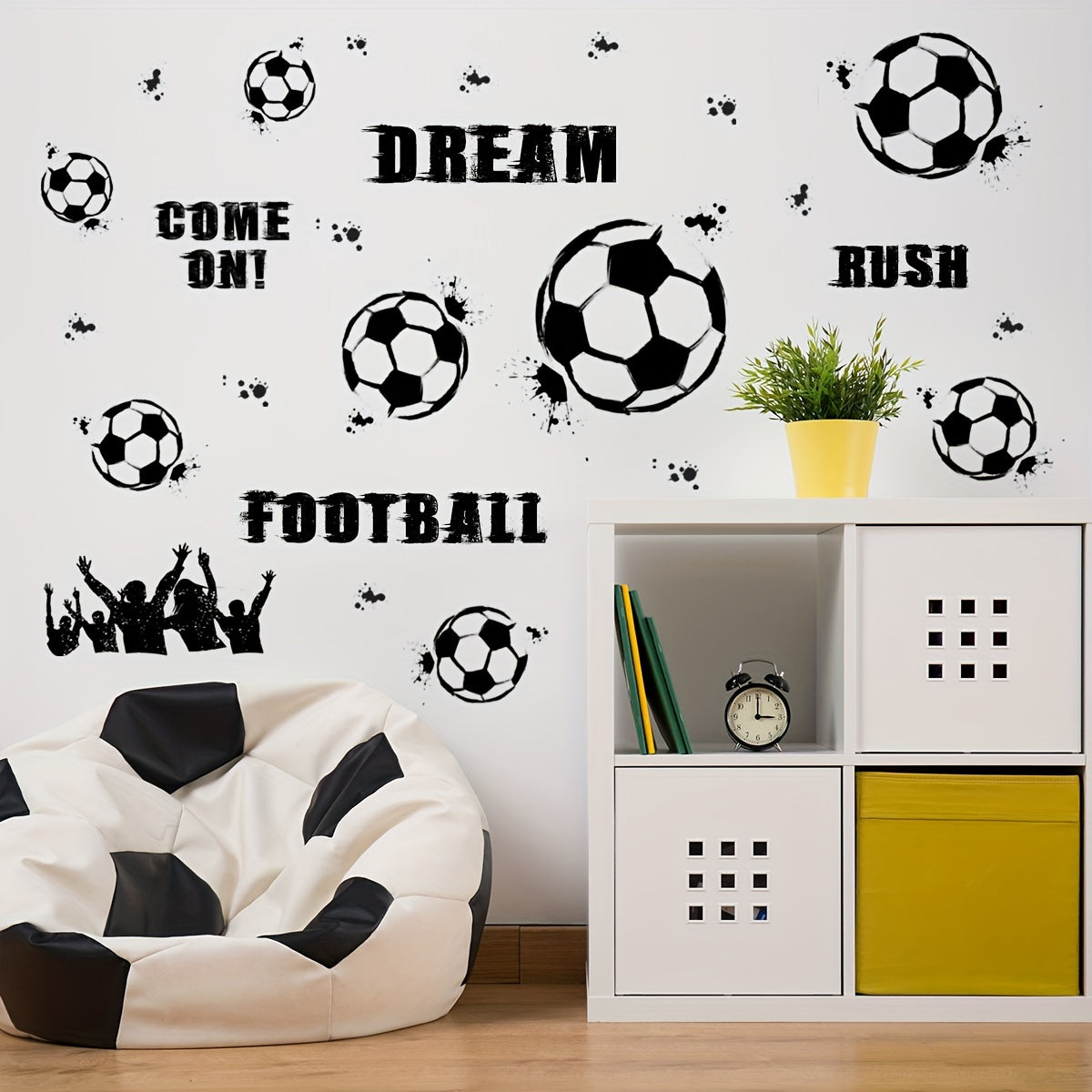 1 Set/2pcs, Removable Football English Slogan Wall Stickers Self-adhesive Wall Stickers Decorative Wall Stickers, Suitable for Living Room, Bedroom, Room