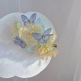 Elegant Butterfly & Floral Hair Clip - Handwashable, Sheer Fabric, No Power Needed - Perfect for Traditional Chinese Hanfu & Cheongsam Accessories - 5.12" x 5.91