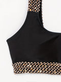 Two-Piece Bikini Set - Exquisitely Elegant, Trendy and Fashionable, Ultra-Sexy High-Waisted Swimwear with Dazzling Golden Band Accents - Perfect for Womens Summer Beach Vacations and Beachy Keen Beachwear
