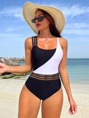 Vibrant Contrast Color One-Piece Swimsuit - High-Cut, Flattering, and Comfortable Women's Swimwear - Perfect for Summer Beach, Pool, and Water Sports Activities