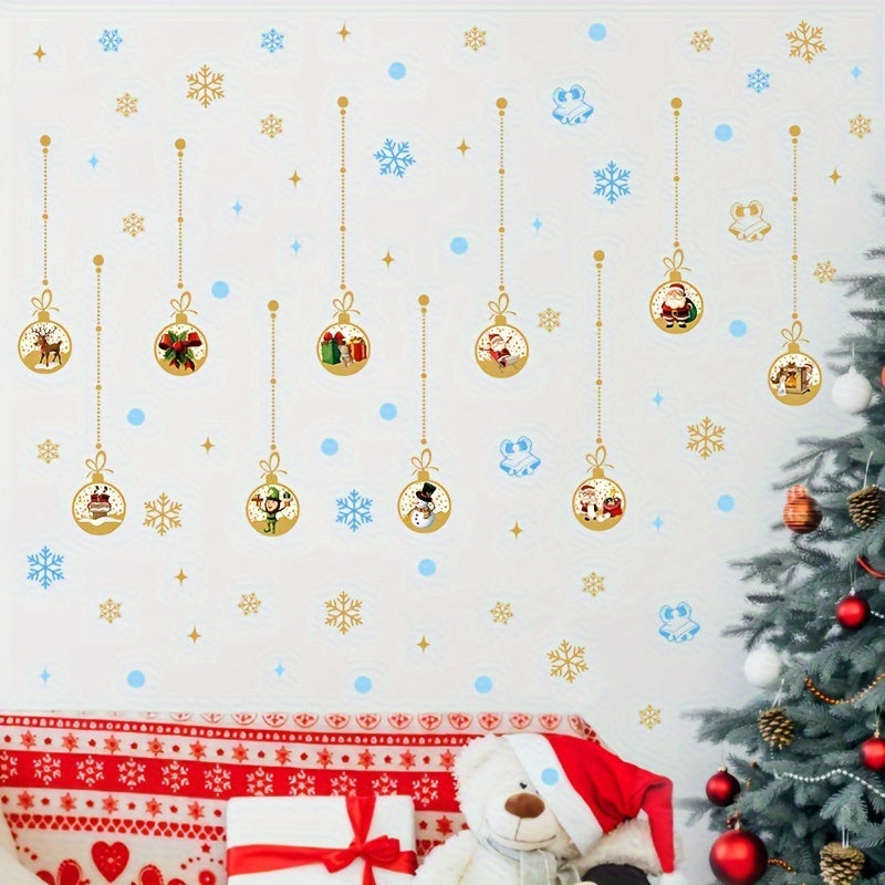 Festive Christmas Wall Stickers: 111pcs in 2 Sheets - Classic PVC Design for Glass Surfaces